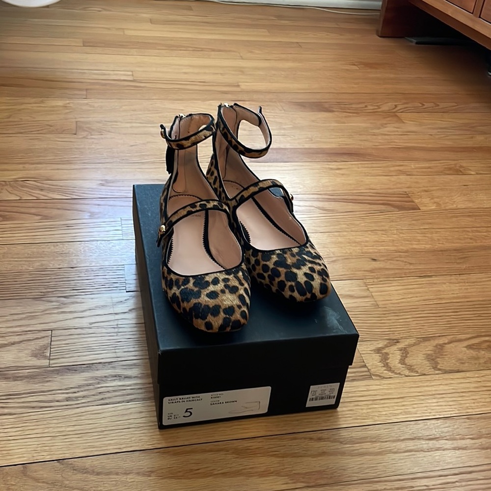 Euc J. Crew Sally Ballet With Straps In Calf Hair
